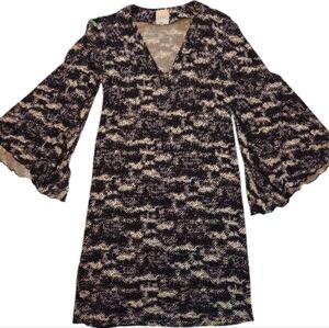 Nicole Miller Studio Original Sample Dress | Balloon Sleeve V-Neck Black & White